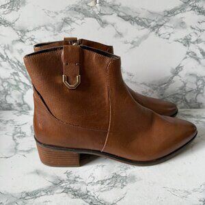 Cole Haan Women 8.5 Maci Boot Ankle Bootie Tan Leather Pointed Toe Heel Shoe